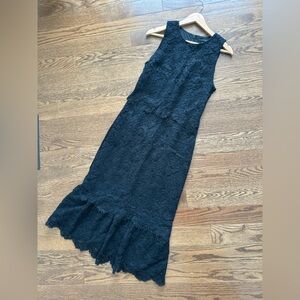 Banana Republic Black Lace Sleeveless Fitted Midi Dress Size 8 Tall Body Con